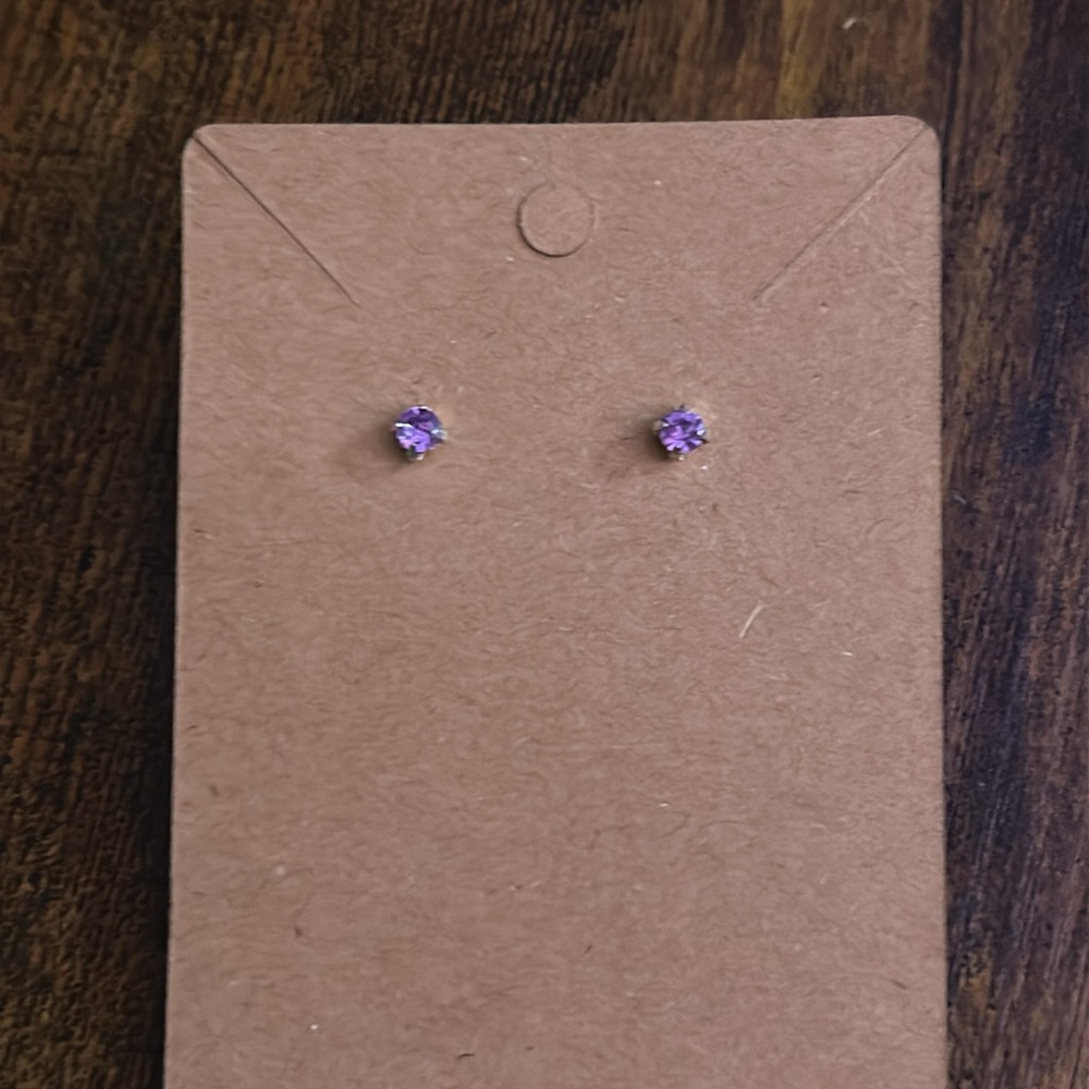 Purple Crystal Stud Earrings - Classic Women's Jewelry